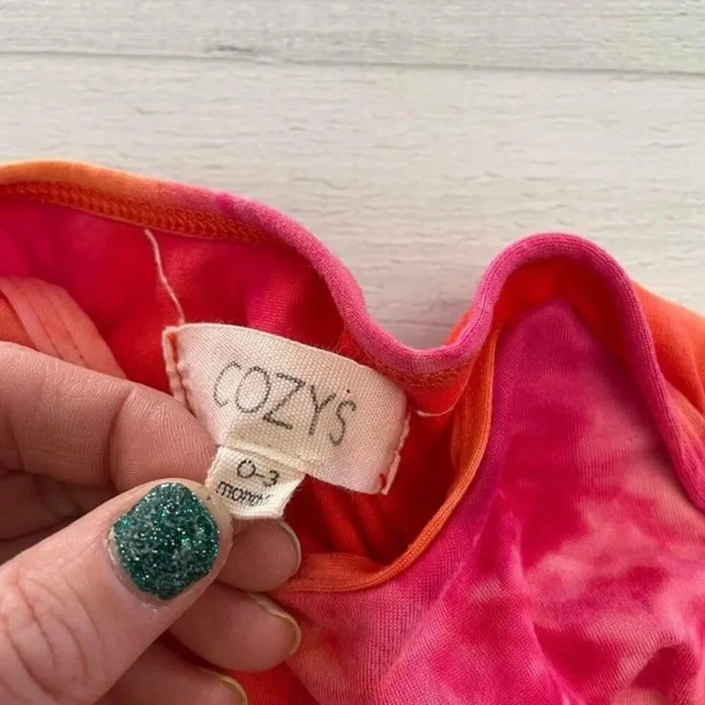 Cozys Baby‎ Knotted Gown, pink and orange, 0-3 months